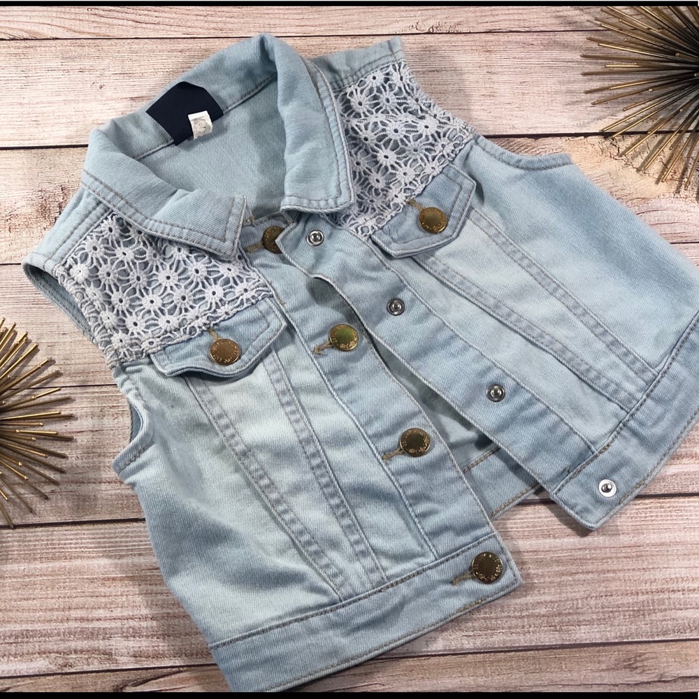 Denim Sleeveless Toddler Girls Jacket